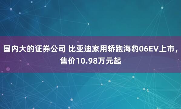 国内大的证券公司 比亚迪家用轿跑海豹06EV上市，售价10.98万元起