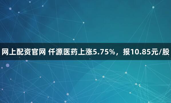 网上配资官网 仟源医药上涨5.75%，报10.85元/股